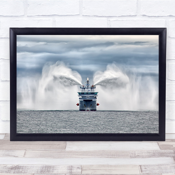 Spray Boat Ship Action Water Norway Coast Guard Sea Wall Art Print