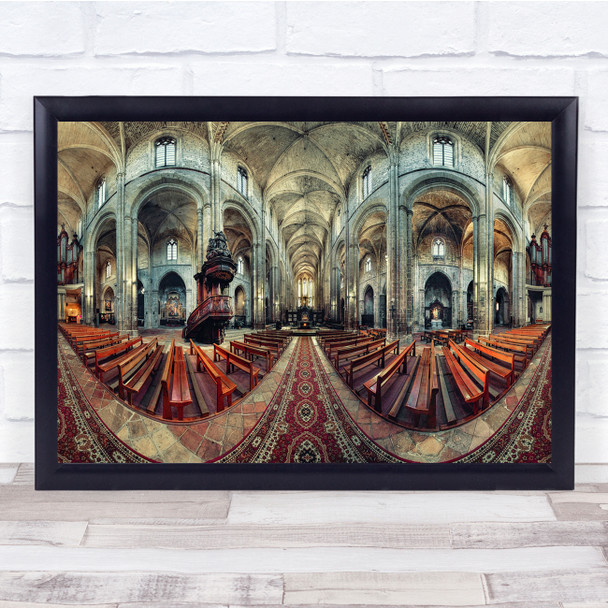 Architecture Benches Cathedral distorted panoramic Wall Art Print