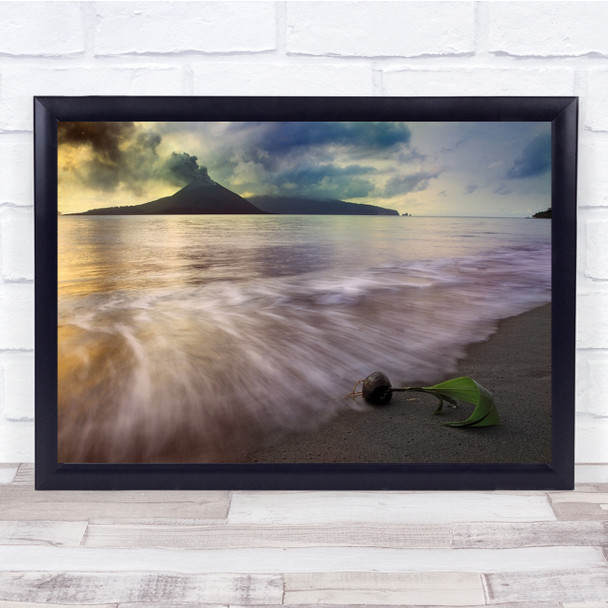 Beach Seascape Landscape Shore Water Ocean Volcano Wall Art Print