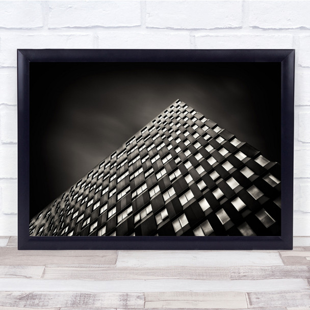 black and white looking up geometry shape building Wall Art Print