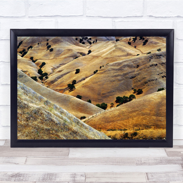 California Landscape USA Hills Rolling Fence Trees Wall Art Print