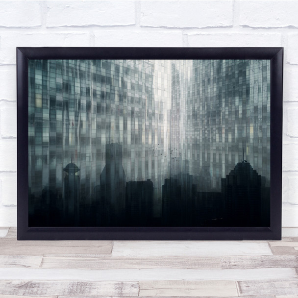 My City bokeh houses buildings silhouette computer Wall Art Print