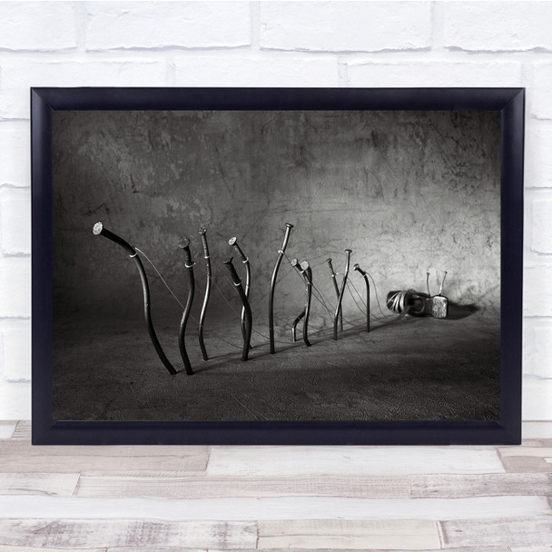 Nails Hammer Tools Metal Iron Steel Wires Dragging Wall Art Print