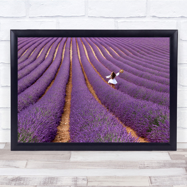 Violet Lavanda Woman In Field White Dress Walking Wall Art Print