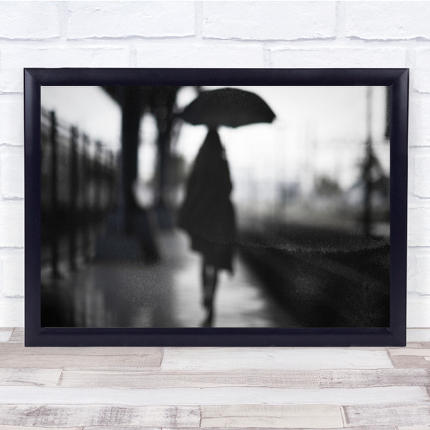 Blurry Black and white silhouette railway station Wall Art Print