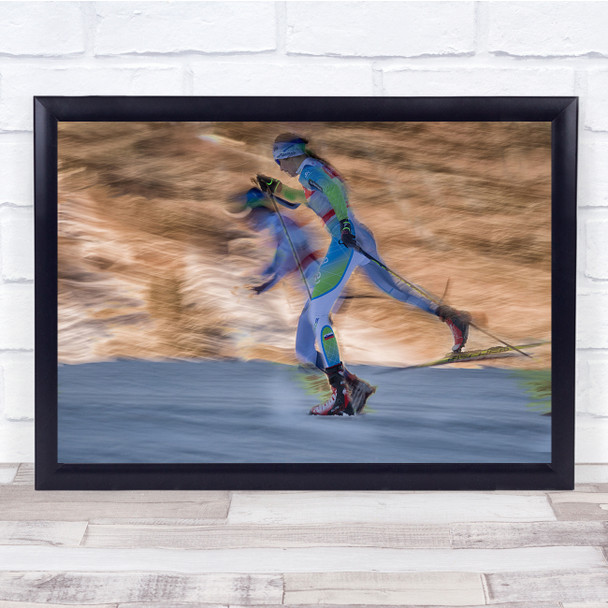 Elegance Gliding Ski Blurred Motion running sport Wall Art Print