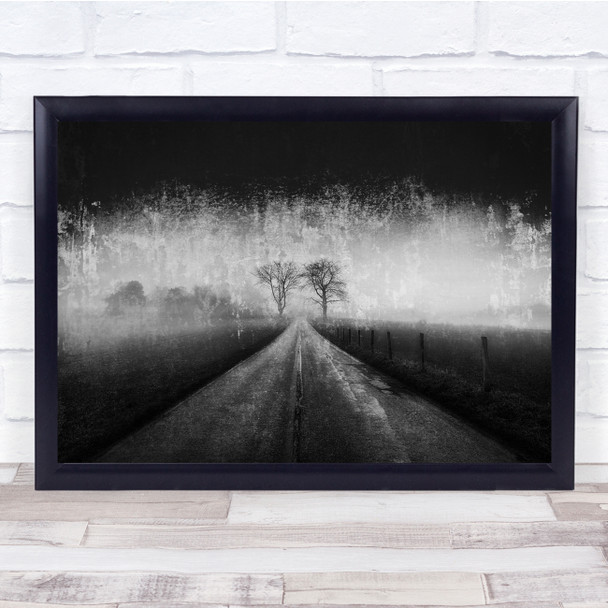 Landscape Black & White Trees road white abstract Wall Art Print