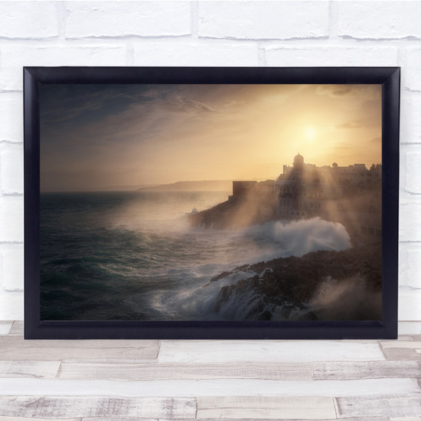 landscape Sunset Dawn Gold Storm Sea Sky Dramatic Wall Art Print