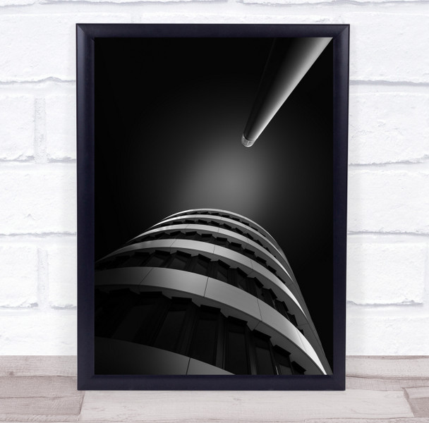 Light Spot up shot building curve black and white Wall Art Print