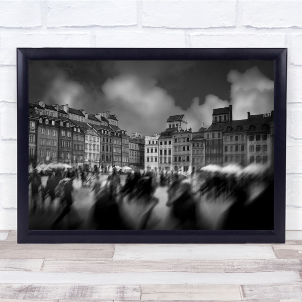 Urban Clouds People Square Crowd Motion Blur City Wall Art Print