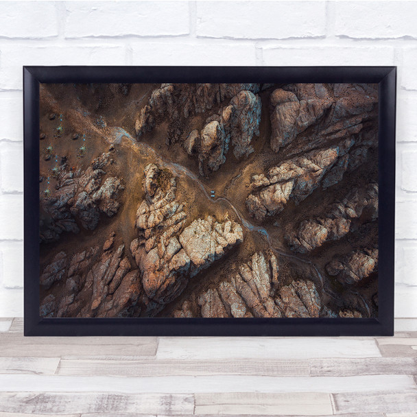 Wilderness Exploration aerial view rocky mountain Wall Art Print