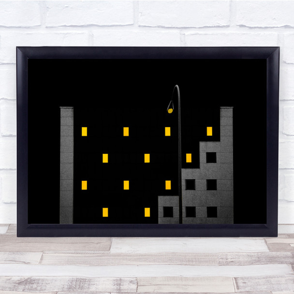 Architecture Abstract Windows Yellow Street Lamp Wall Art Print