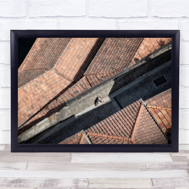 Ariel shot street rooftop walking street walking Wall Art Print