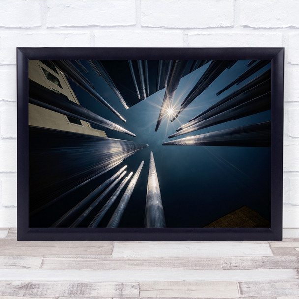 Building Infinity Lights Up shot pipes Sun glare Wall Art Print