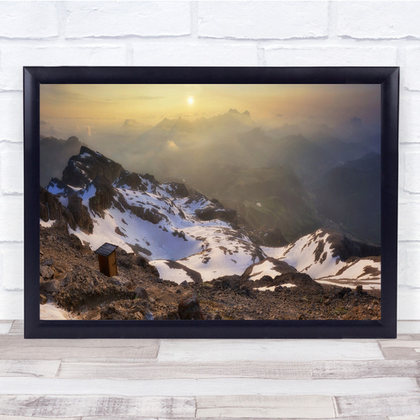 Canazei Mountain Sun Landscape Sunset Dusk Italy Wall Art Print