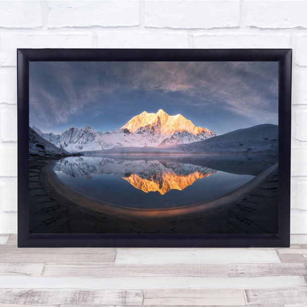 Cloud Mountains Snow Peak Sunset Reflection Lake Wall Art Print