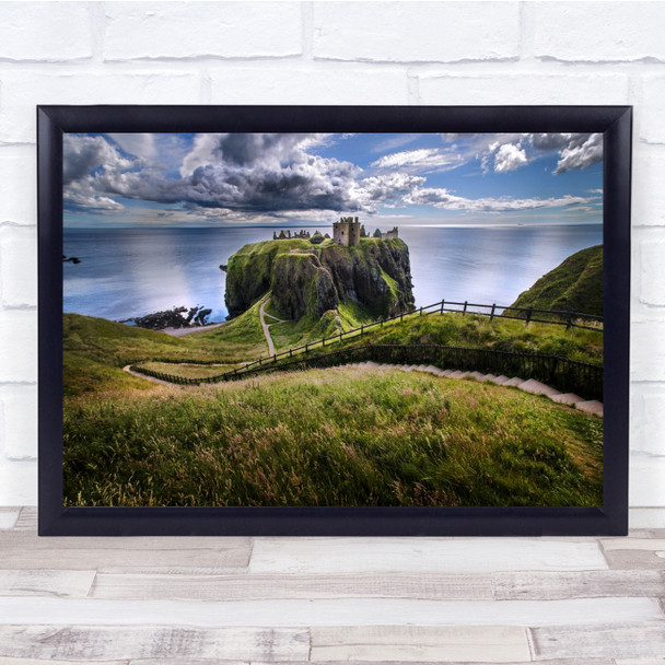 Dunnottar Castle On hillside beautiful landscape Wall Art Print