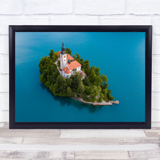 Lake Landmark Travel Tourism Island Trees Church Wall Art Print