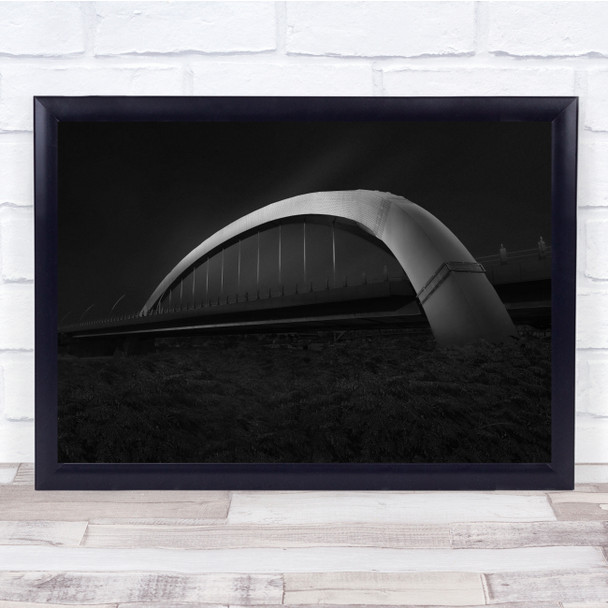 Landscape Curve bridge Black & White Beach moody Wall Art Print