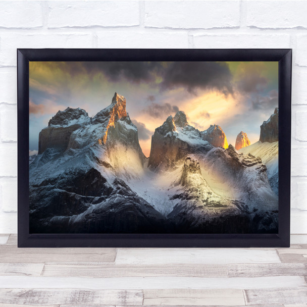 Mountains Clouds Light Mountain Rock Rocks Peaks Wall Art Print