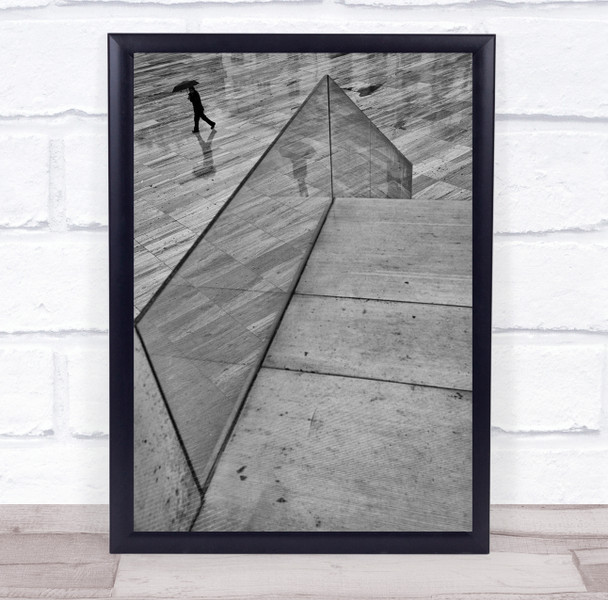 Time To Say Goodbye glass hand rail man umbrella Wall Art Print