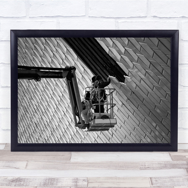 Urban Man Black & White Work Street Architecture Wall Art Print