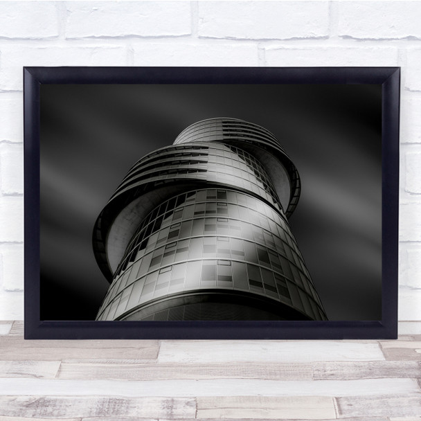 Abstract building upshot circular Black & White Wall Art Print