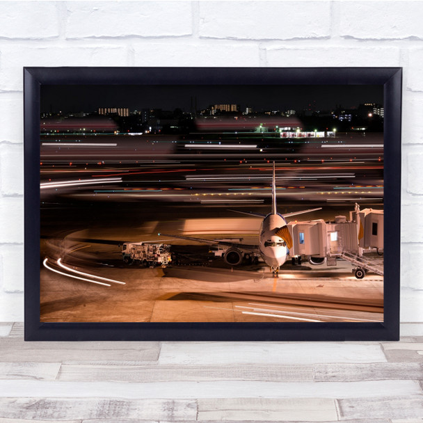 Airplane Airport Night Japan Asia Long Exposure Wall Art Print