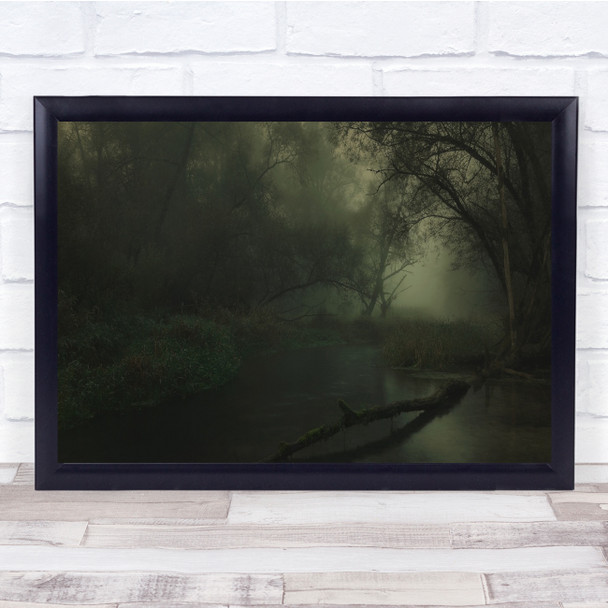 Dark Low Key Stream Landscape Atmosphere Forest Wall Art Print