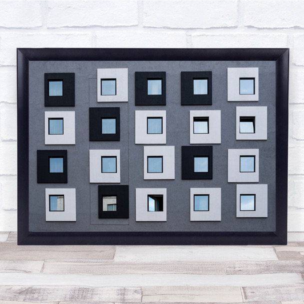 Disorder Architecture Square Window Black White Wall Art Print
