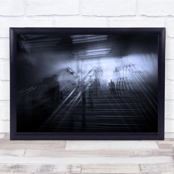 Exit From The SuBlack & Whiteay blurry stairway Wall Art Print