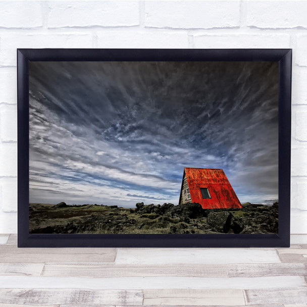 Landscape Building House Red Isolation Solitude Wall Art Print