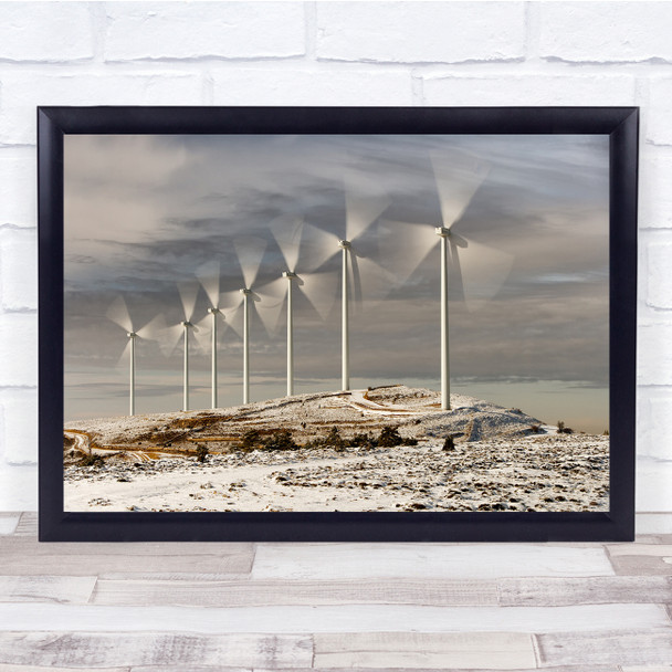 Landscape Wind Turbines Morella Spain Low Speed Wall Art Print