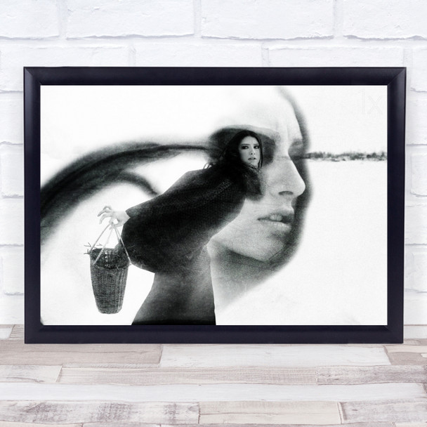 Pulse Of Night In Me lady holding basket double Wall Art Print