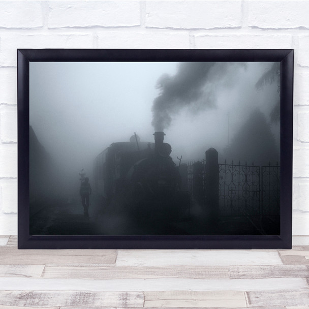 Rail Station Fog Man Engine Smoke Railway Retro Wall Art Print
