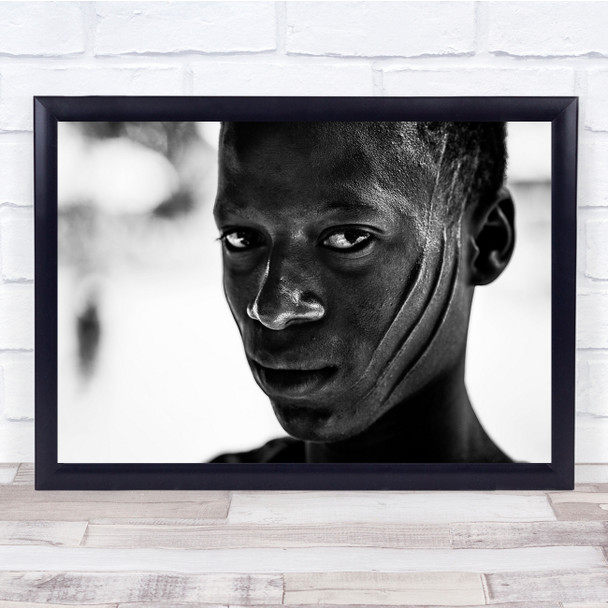 Son Of A King Benin scratched boy face close up Wall Art Print