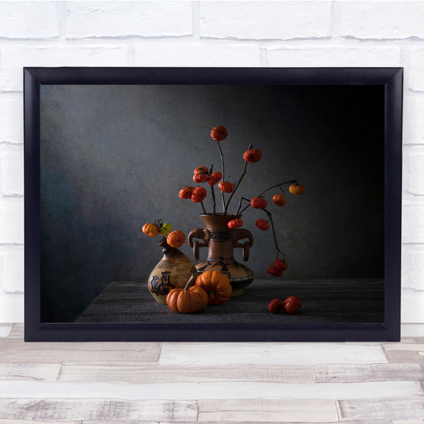 Still Life Pumpkins Vases Halloween Fall Autumn Wall Art Print