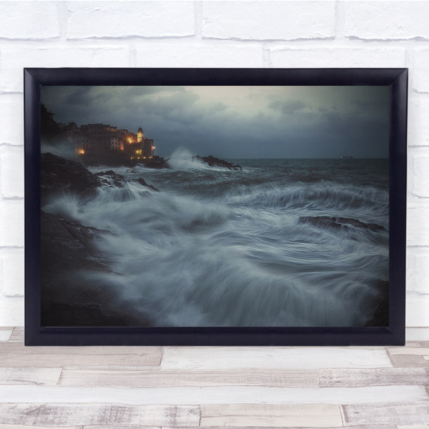 Wave Rough Sea Cold Water Storm Seascape Clouds Wall Art Print