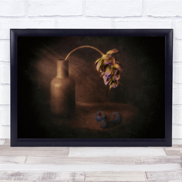 Wilting Flower Vase Painting Texture Still Life Wall Art Print