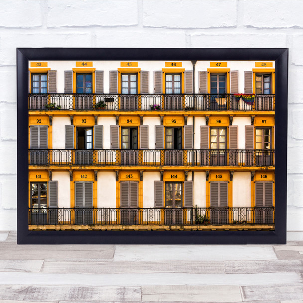 Balconies Yellow Windows Architecture Abstract Wall Art Print