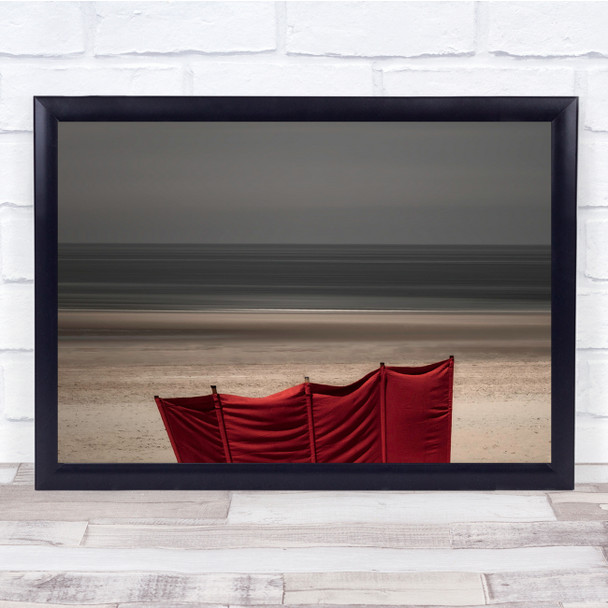 Beach Sea Ocean Sand Moody Water Coastline Red Wall Art Print