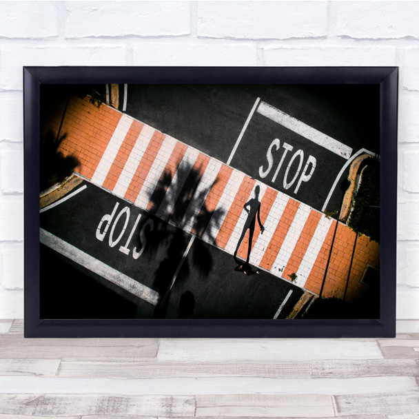 Girl Street Road Shadows Red Lady Aerial Above Wall Art Print