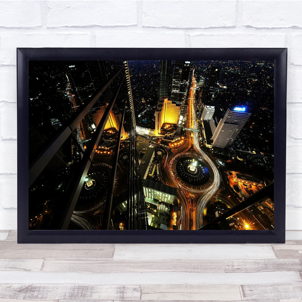 Night Cityscape Glass Skyscraper Urban Jakarta Wall Art Print