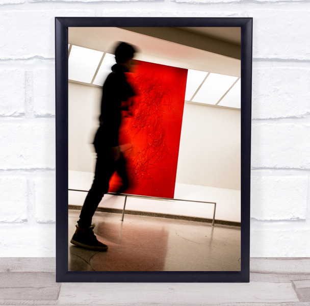Run At Guggenheim man blurry motion red square Wall Art Print