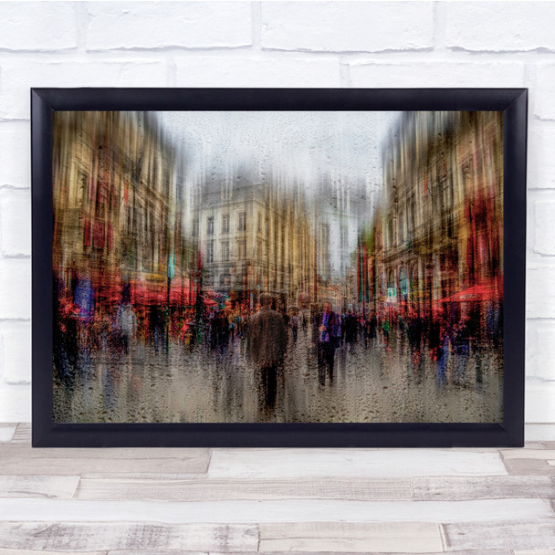 Street People Colourful Window Rain City Crowd Wall Art Print