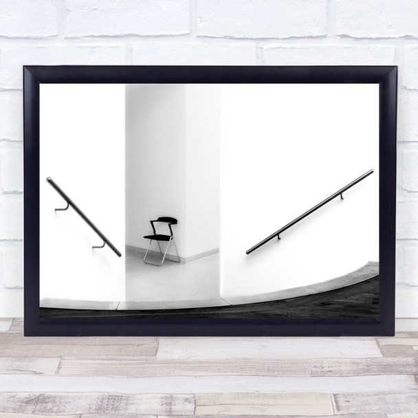 The Chair two handrails stairs black and white Wall Art Print