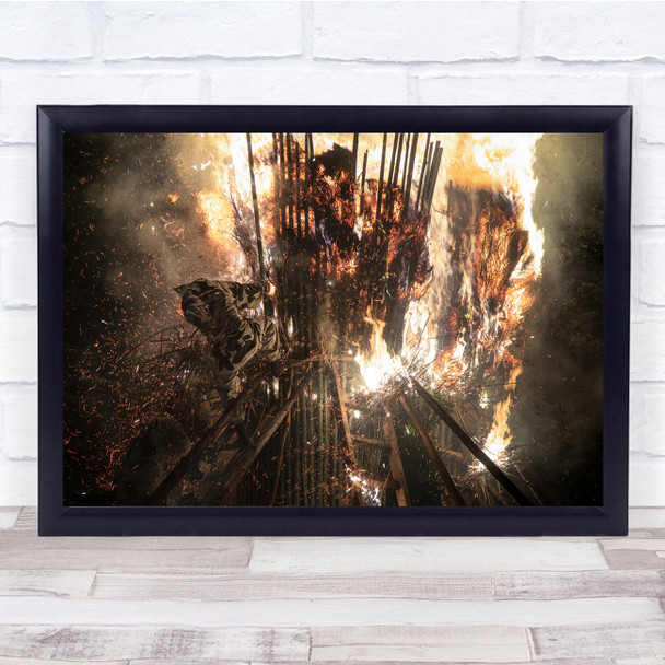 Fire Tradition Festival Burning Flames action Wall Art Print
