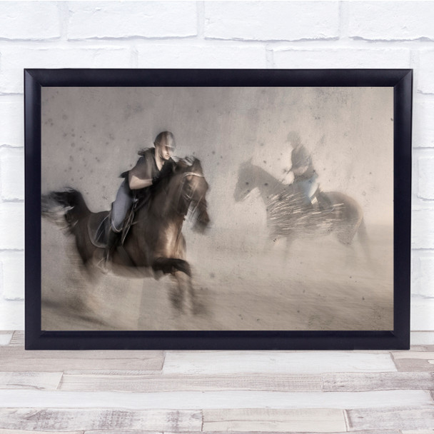 France Horses South Galloping double exposure Wall Art Print