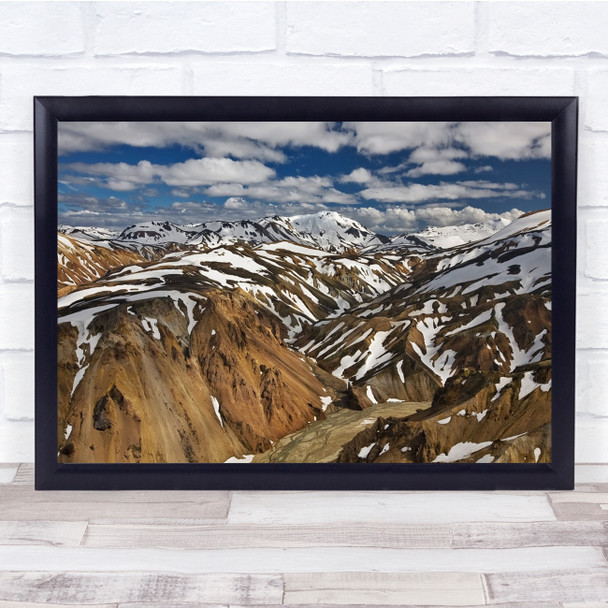 Iceland Landscape Nature Mountains Snow Rocks Wall Art Print