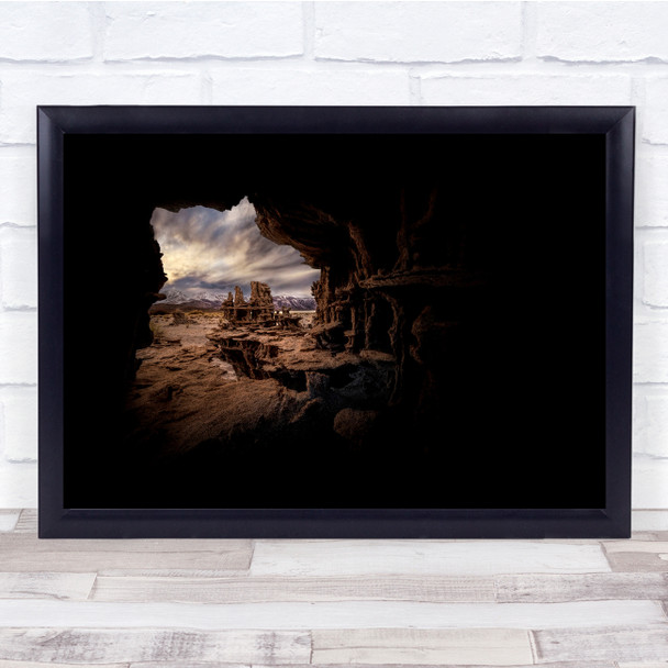 Mountains Cave Rock Formations Dark landscape Wall Art Print